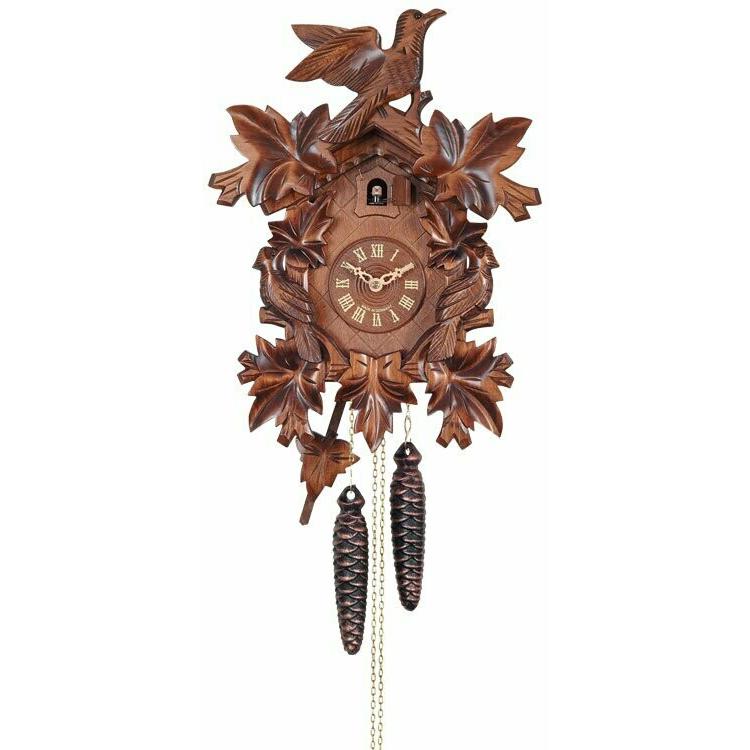 One Day Cuckoo Clock with Seven Hand-carved Leaves & Three Birds. Picture 1