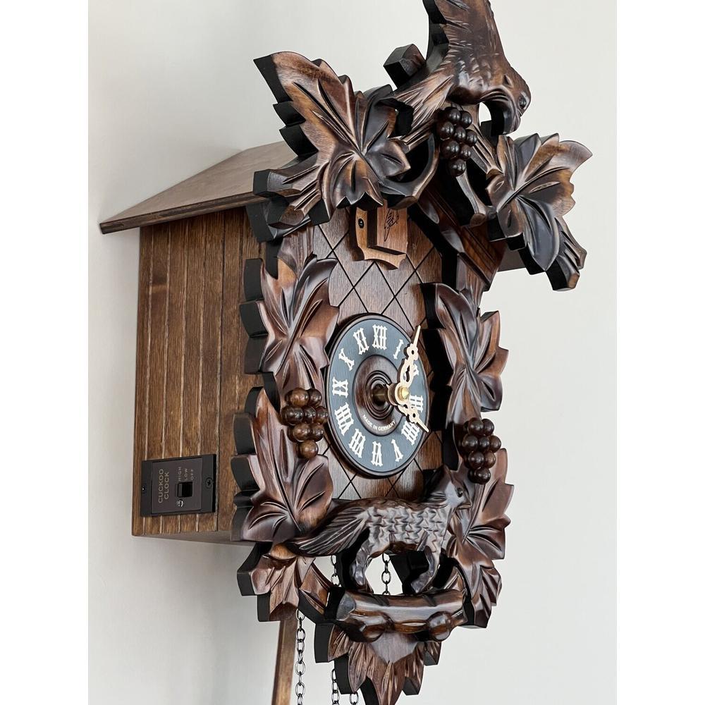 Aesop's Fable Cuckoo Clock with Hand-carved Maple Leaves, Grapes, Bird, and Fox. Picture 2