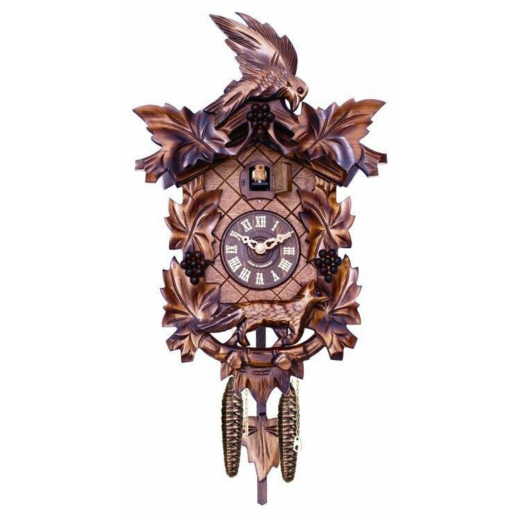 Aesop's Fable Cuckoo Clock with Hand-carved Maple Leaves, Grapes, Bird, and Fox. Picture 5