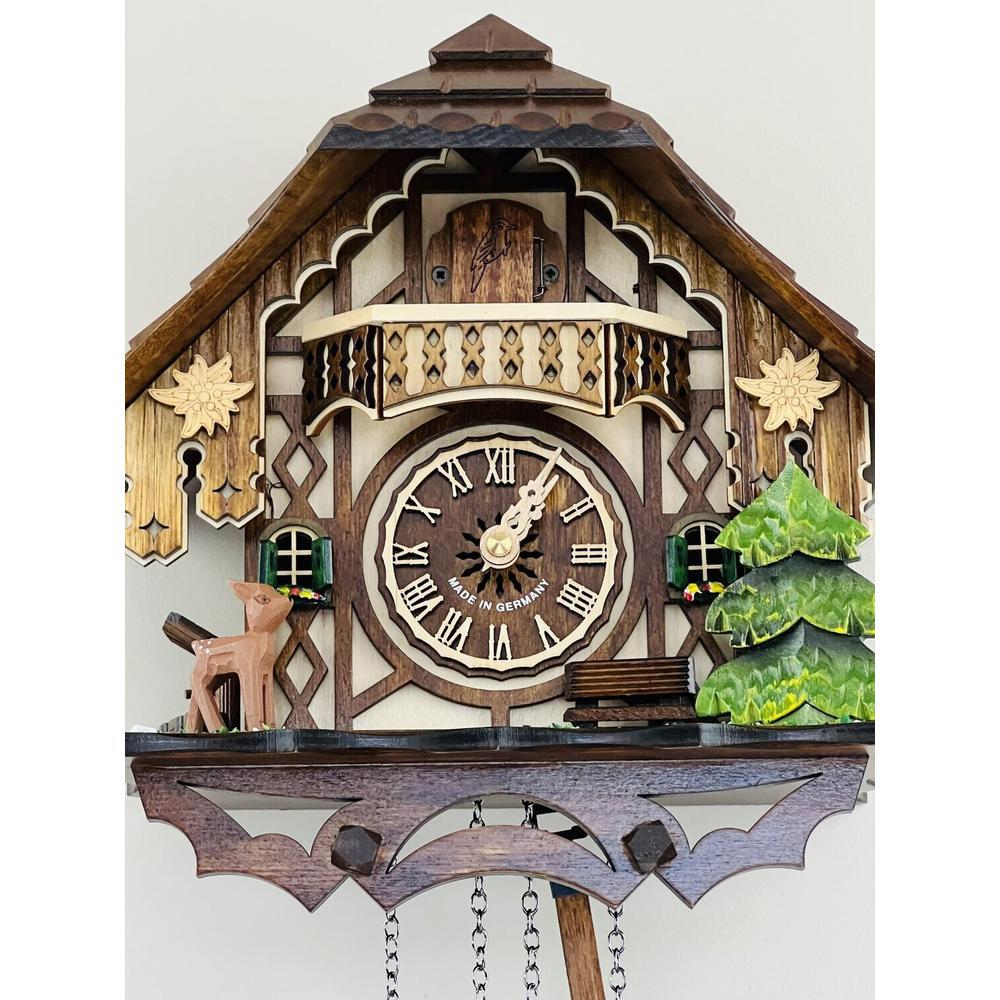 Musical Cuckoo Clock Cottage with Deer, Water Pump, and Tree. Picture 3