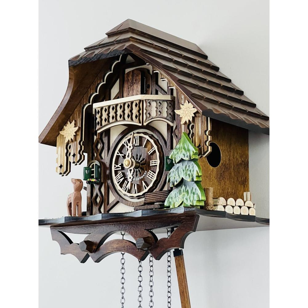 Musical Cuckoo Clock Cottage with Deer, Water Pump, and Tree. Picture 4