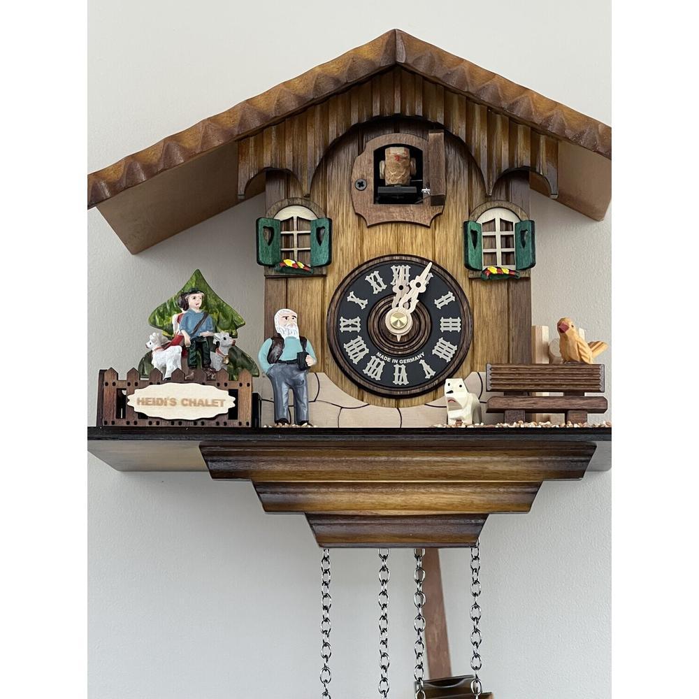 12 Melody Quartz Cuckoo Clock - Heidi's Chalet with Revolving Figures. Picture 3