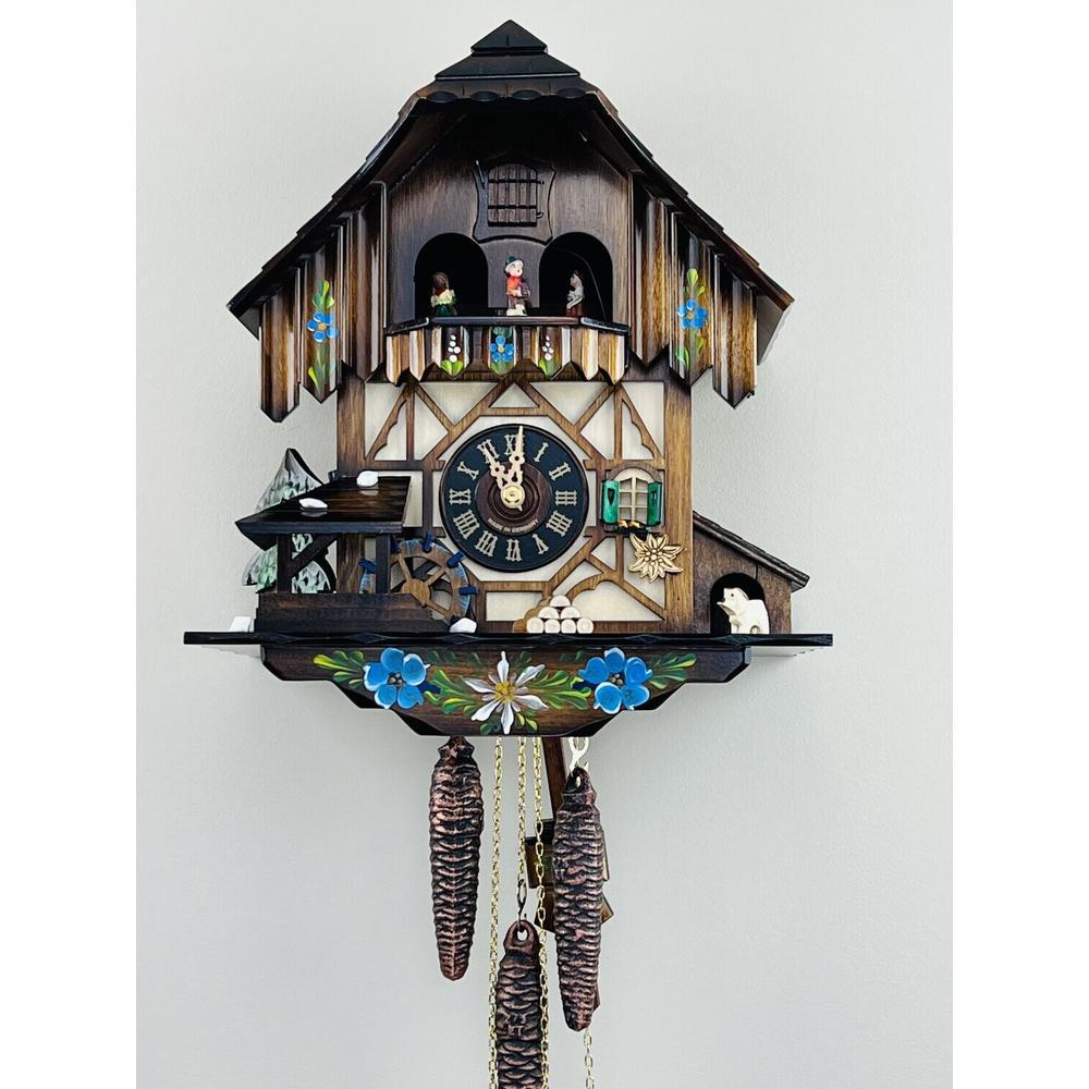 One Day Musical Cuckoo Clock Cottage with Dancers and Moving Waterwheel. Picture 1
