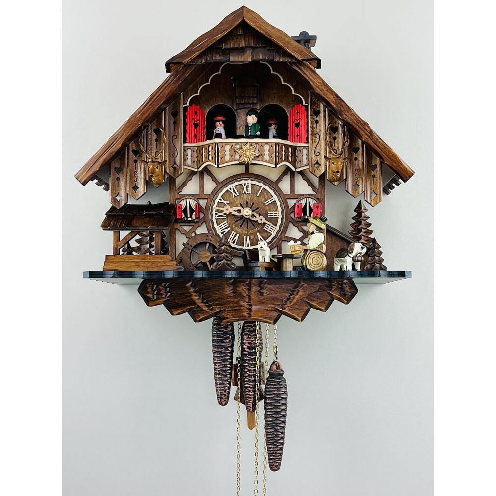 One Day Musical Cuckoo Clock Cottage with Beer Drinker, Waterwheel, and Dancers. Picture 1