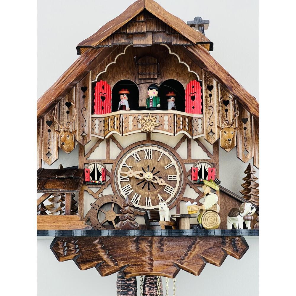 One Day Musical Cuckoo Clock Cottage with Beer Drinker, Waterwheel, and Dancers. Picture 3
