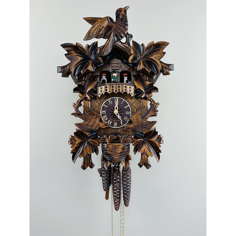 One Day Hand-carved Musical Cuckoo Clock with Dancers and Animated Birds. Picture 1