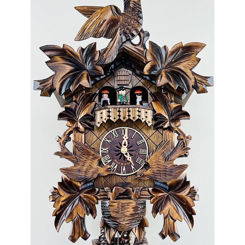 One Day Hand-carved Musical Cuckoo Clock with Dancers and Animated Birds. Picture 3