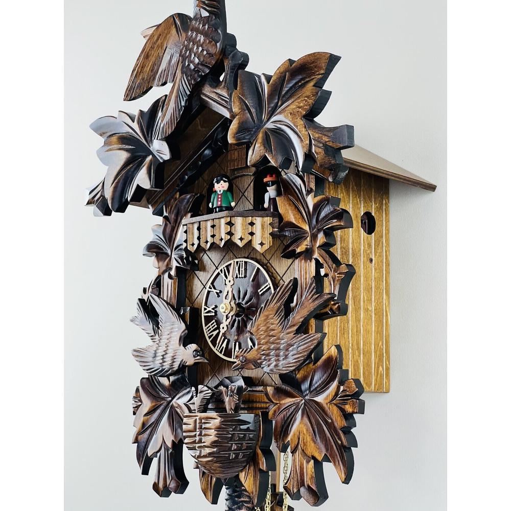 One Day Hand-carved Musical Cuckoo Clock with Dancers and Animated Birds. Picture 2