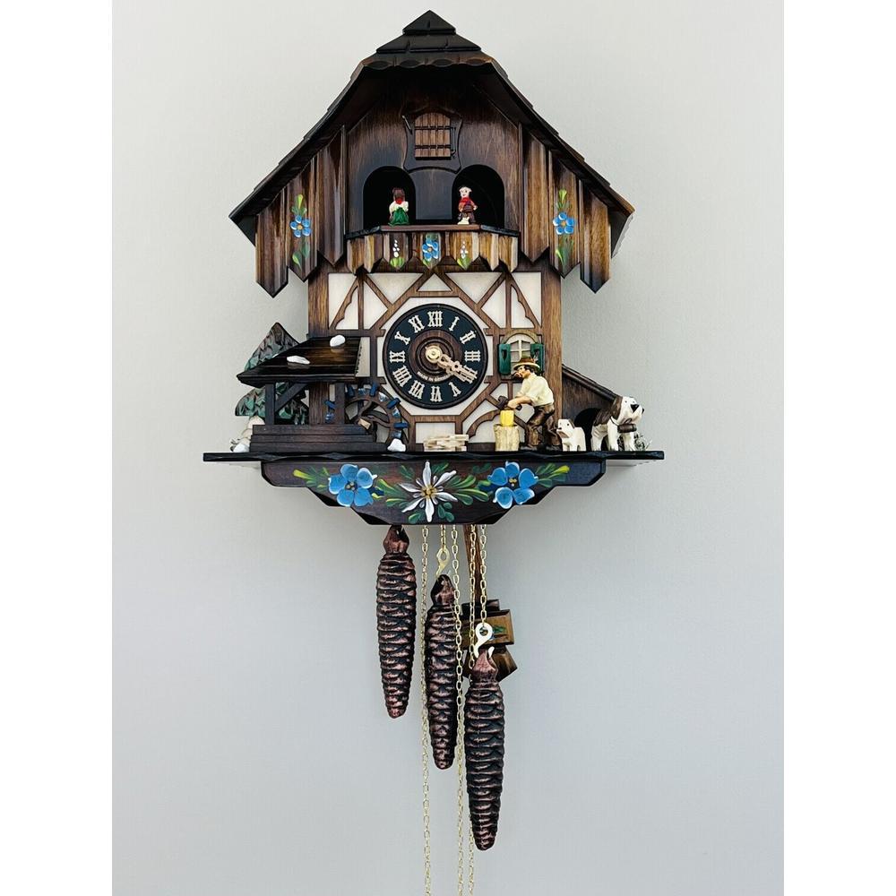 One Day Musical Cuckoo Clock Cottage with Dancers, Woodchopper, and Waterwheel. Picture 1