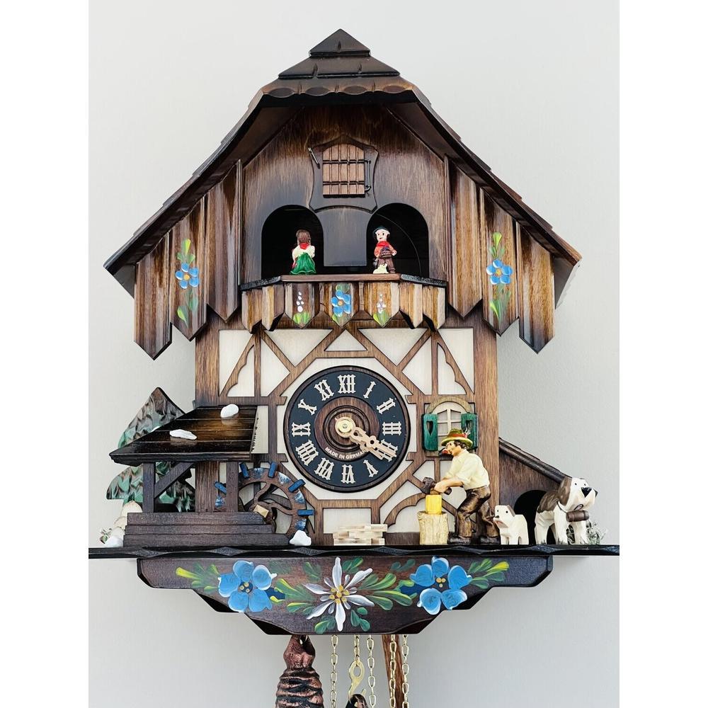 One Day Musical Cuckoo Clock Cottage with Dancers, Woodchopper, and Waterwheel. Picture 3