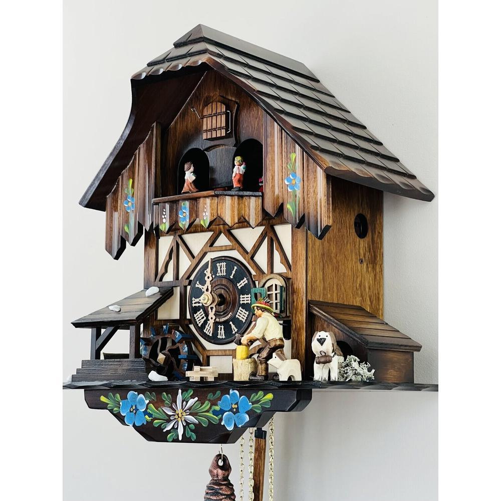 One Day Musical Cuckoo Clock Cottage with Dancers, Woodchopper, and Waterwheel. Picture 2