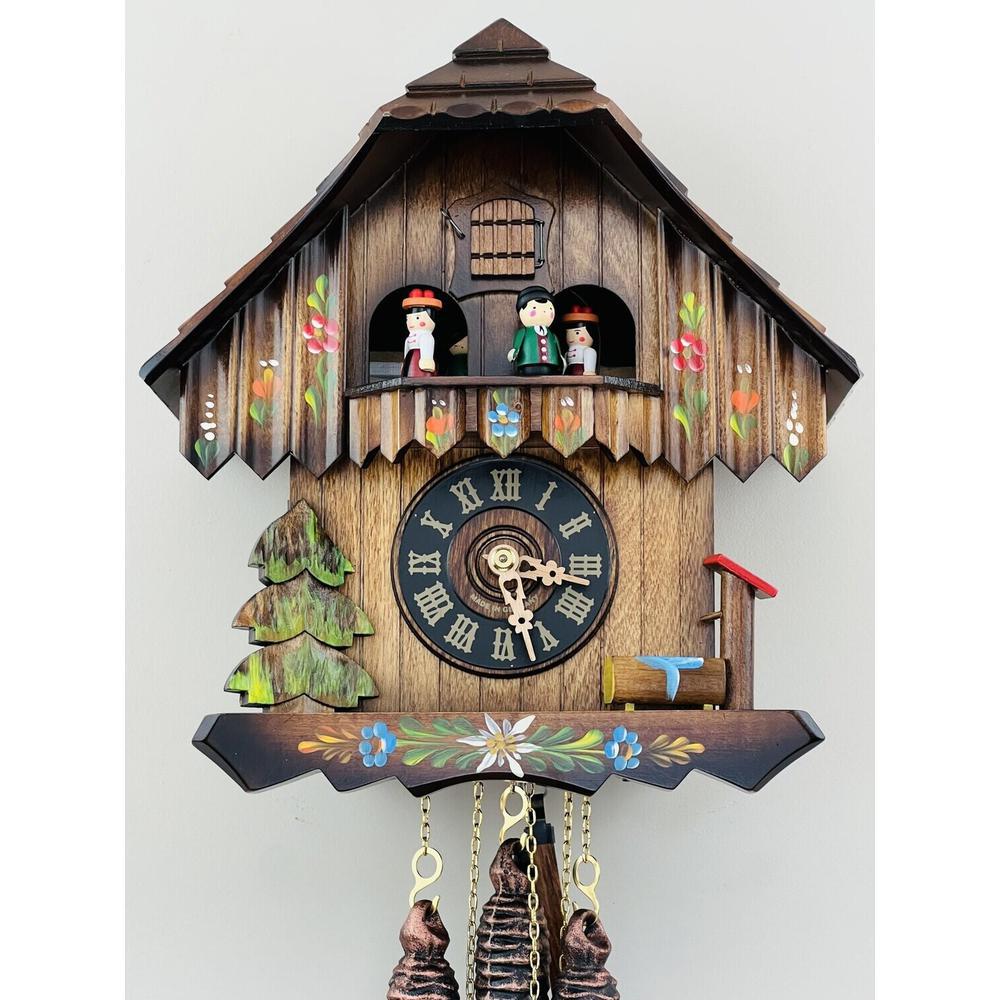 One Day Musical Cuckoo Clock with Hand-painted Flowers and Moving Dancers. Picture 3