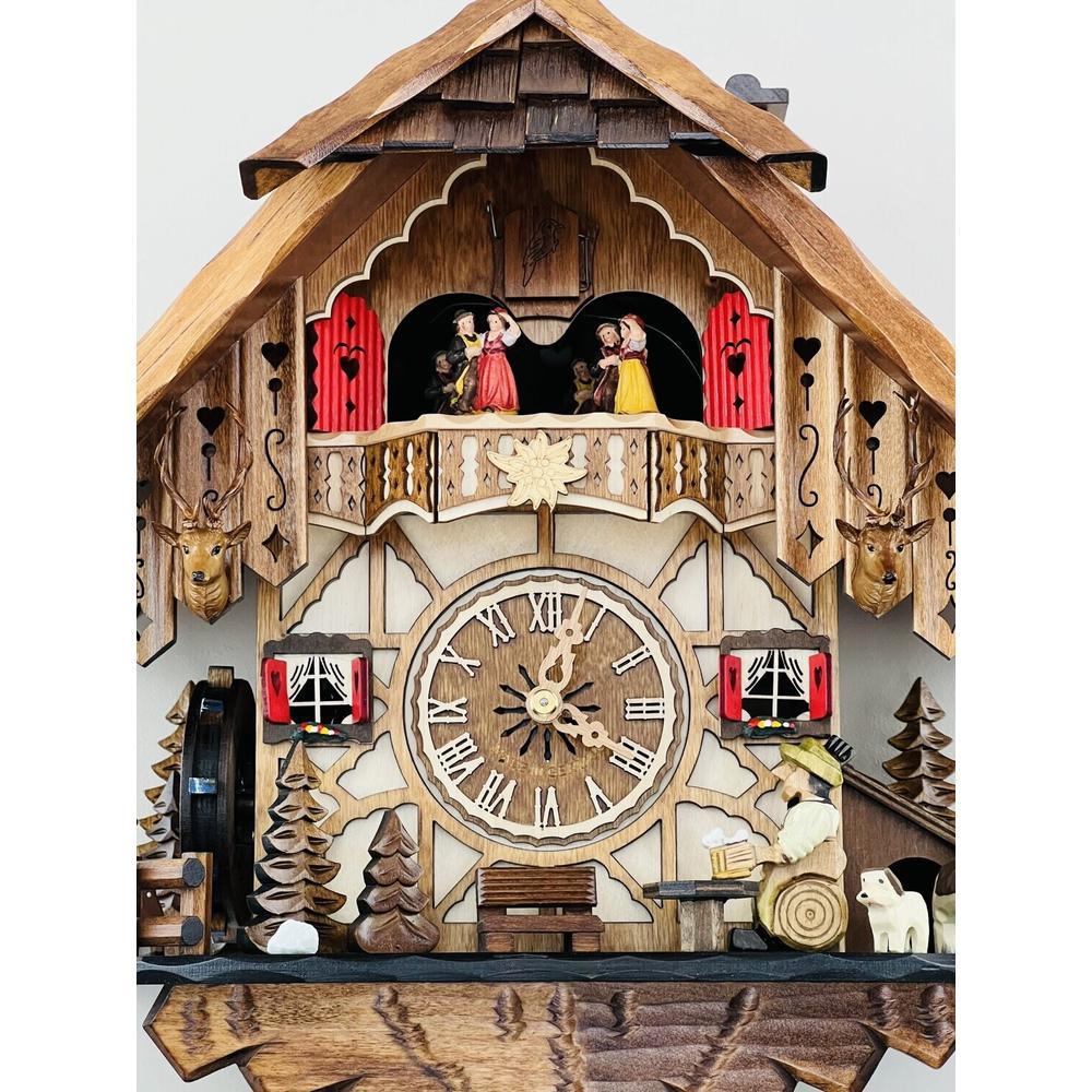 Eight Day Musical Cuckoo Clock Cottage with Beer Drinker and Moving Waterwheel. Picture 3
