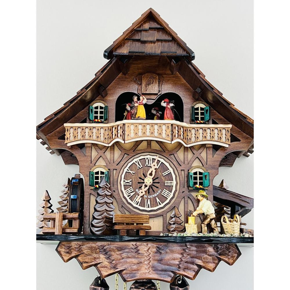 Eight Day Musical Cuckoo Clock Cottage with Woodchopper and Waterwheel. Picture 3