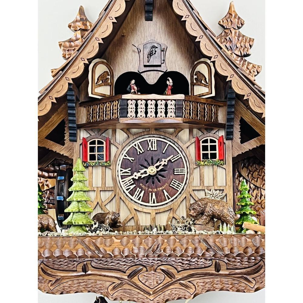 Eight Day Musical Cuckoo Clock with Moving Bear Moving Waterwheel. Picture 3
