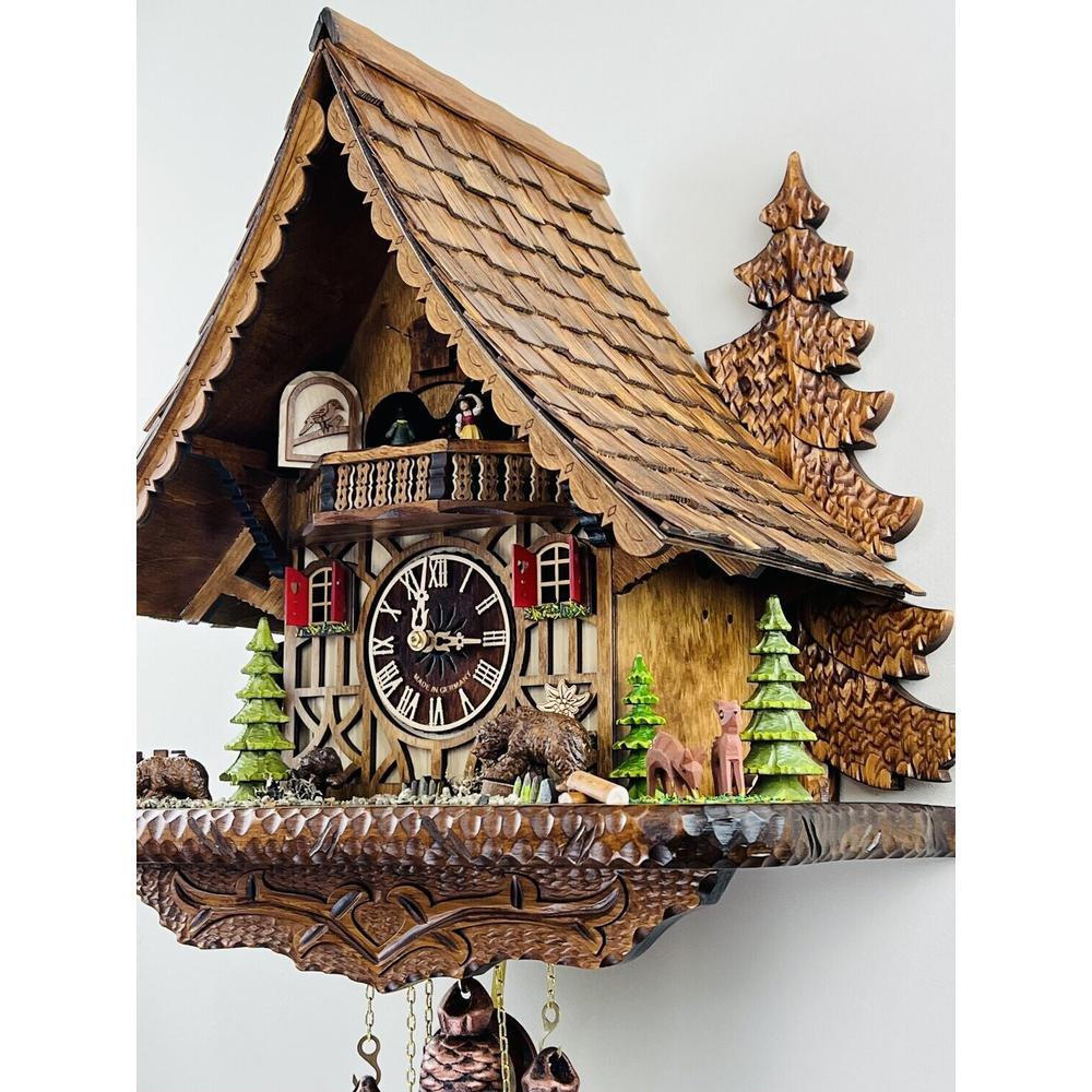 Eight Day Musical Cuckoo Clock with Moving Bear Moving Waterwheel. Picture 2