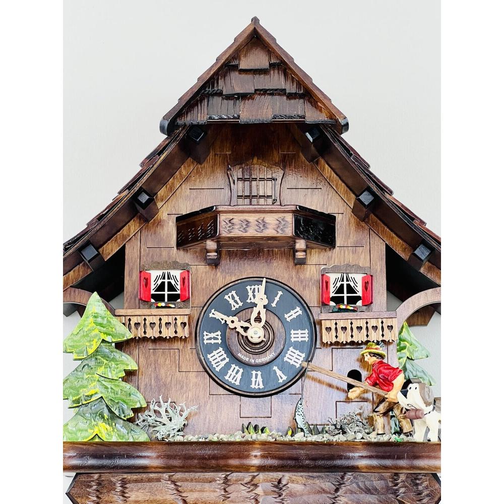 Eight Day Cuckoo Clock Cottage - Fisherman Raises Fishing Pole. Picture 2