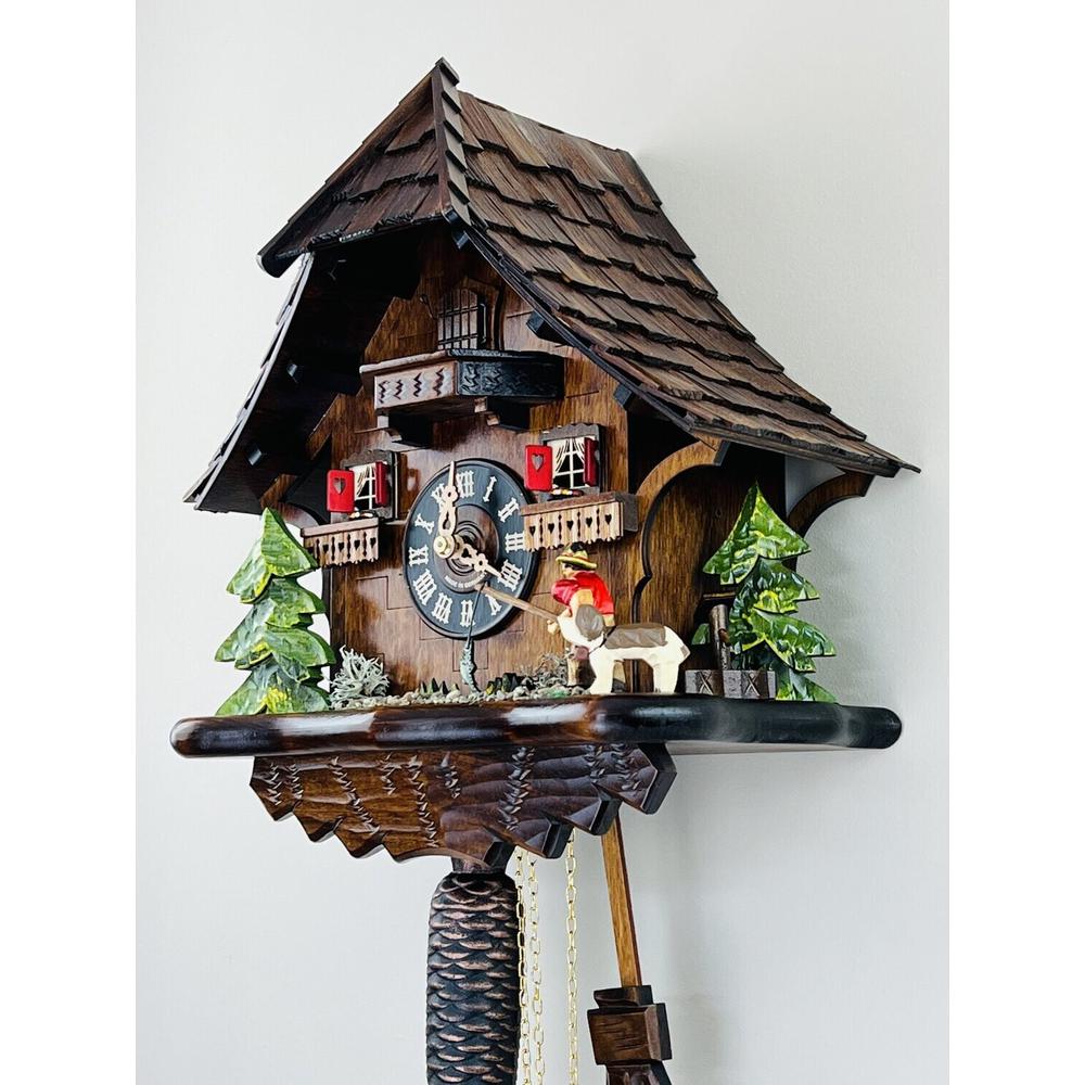 Eight Day Cuckoo Clock Cottage - Fisherman Raises Fishing Pole. Picture 3