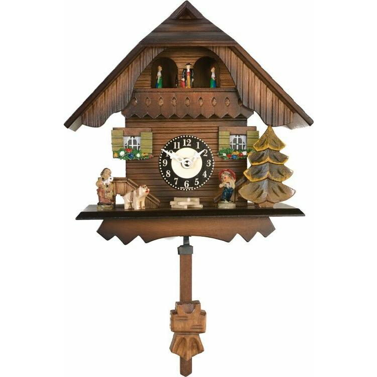 Quartz Cuckoo Clock - Painted Chalet with Dancers. Picture 1