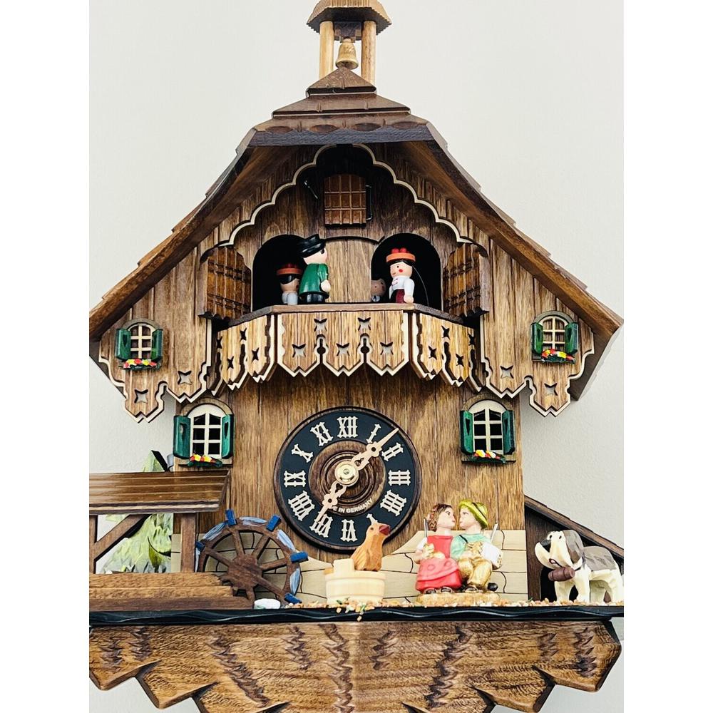 One Day Musical Cuckoo Clock Cottage - Boy and Girl Kiss, Waterwheel Turns. Picture 3