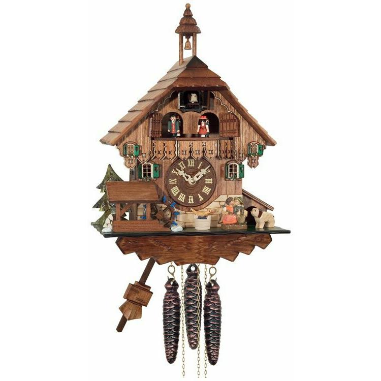 One Day Musical Cuckoo Clock Cottage - Boy and Girl Kiss, Waterwheel Turns. Picture 1