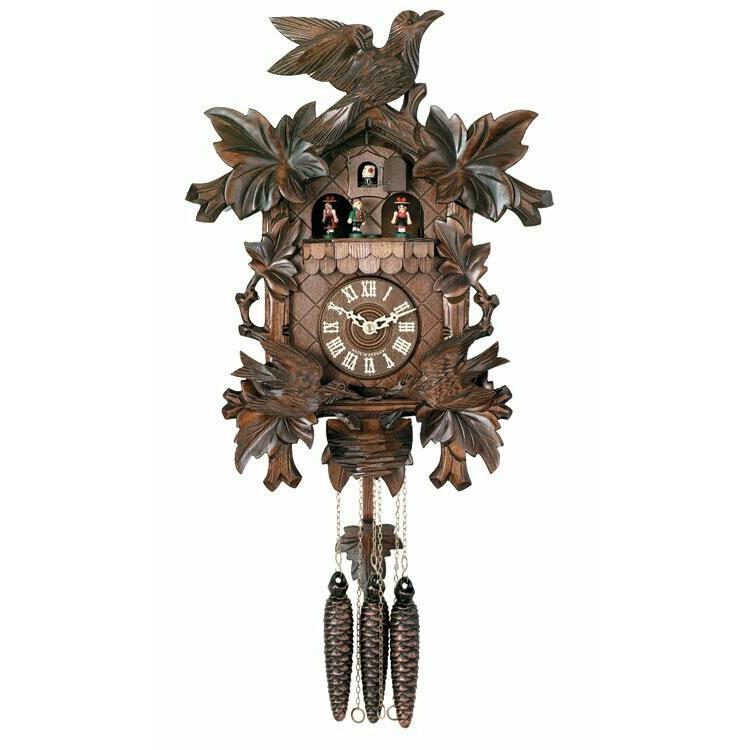 Eight Day Musical Cuckoo Clock with Dancers - Moving Birds Feed Bird Nest. Picture 1