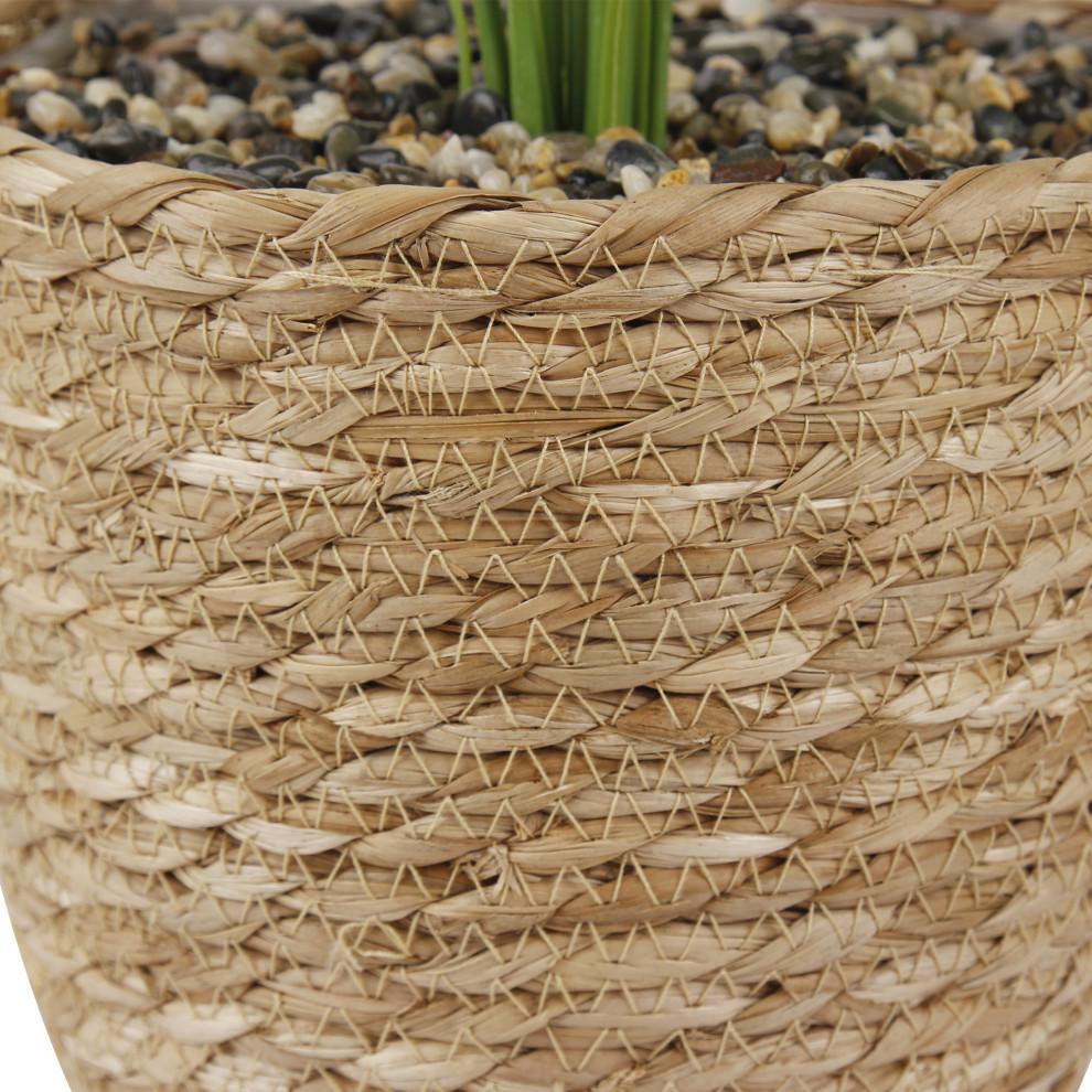 Artificial Tropical Foliage Potted Plant with Natural Woven Planter. Picture 2