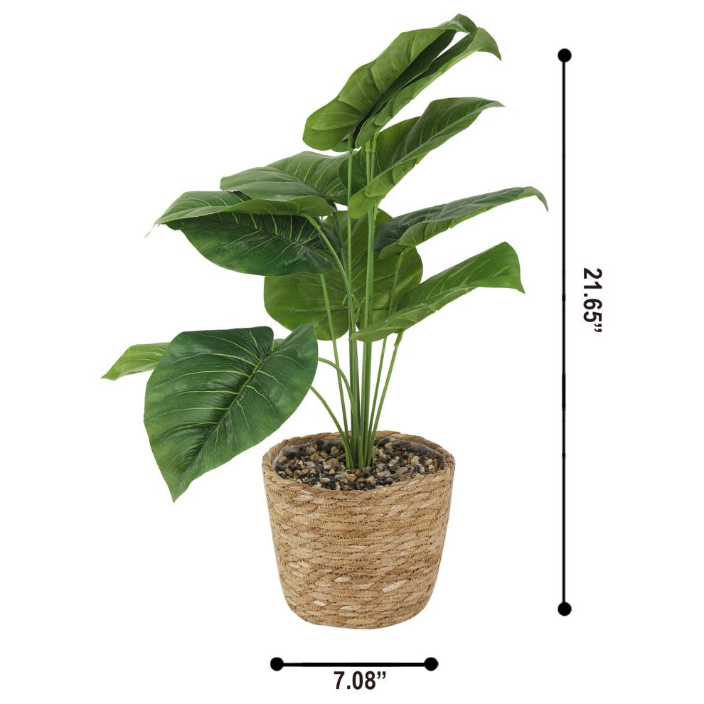 Artificial Tropical Foliage Potted Plant with Natural Woven Planter. Picture 4