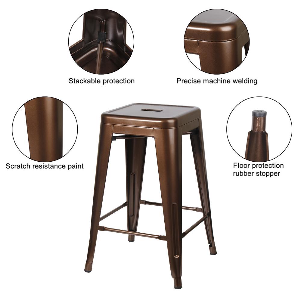 Coffee Backless Metal Bar Stools, Set of 1. Picture 6