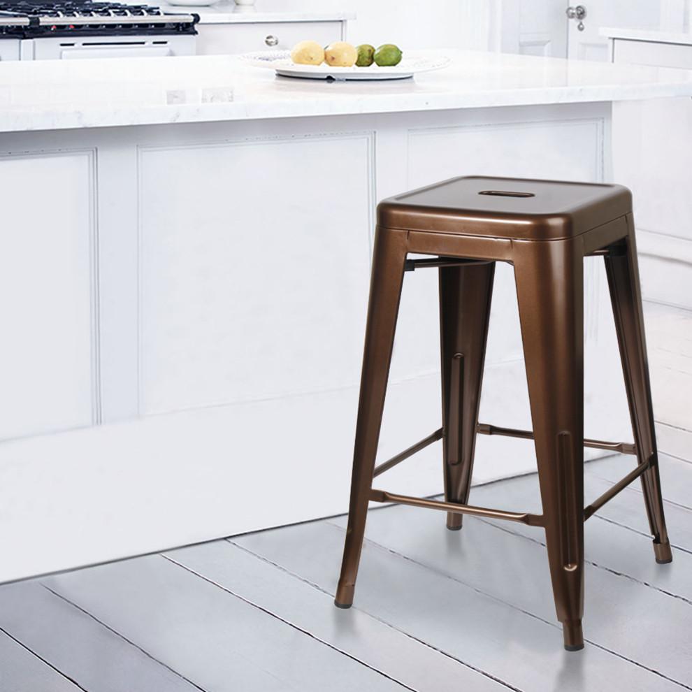 Coffee Backless Metal Bar Stools, Set of 1. Picture 7
