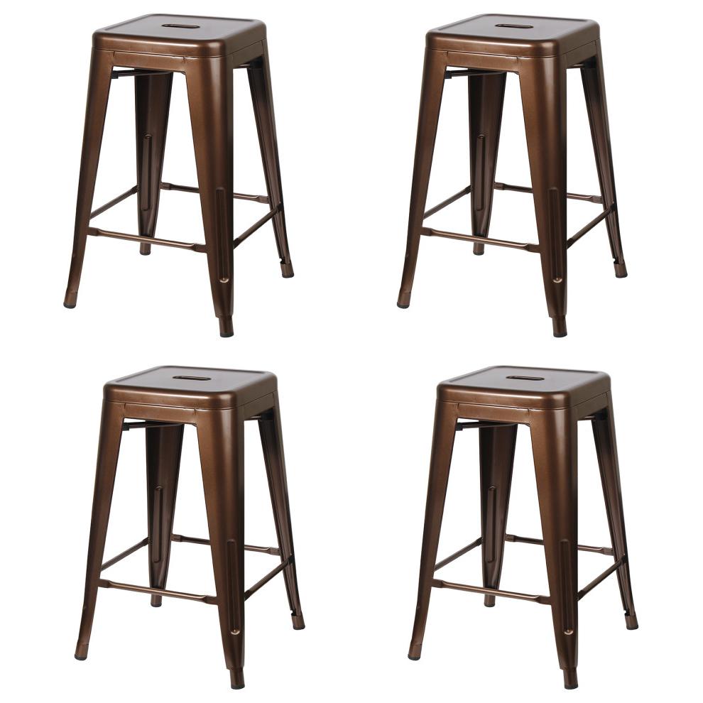 Coffee Backless Metal Bar Stools, Set of 4. Picture 1