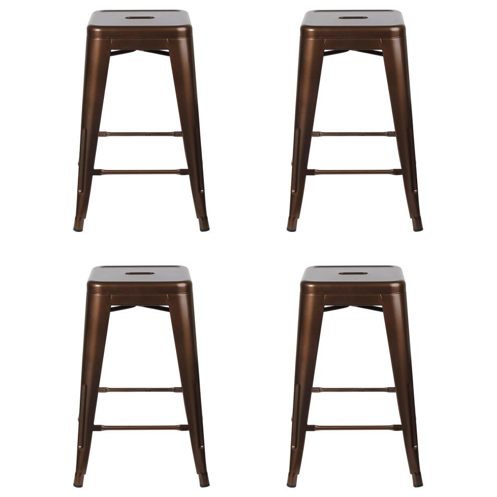 Coffee Backless Metal Bar Stools, Set of 4. Picture 2