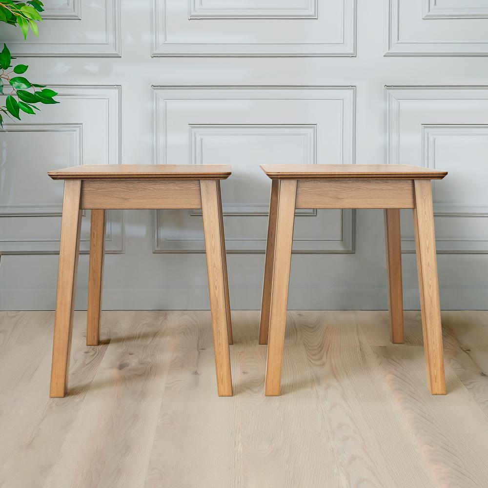 Wooden Stool Set of 2 - Avior - Brown Solid Wood Stool. Picture 1