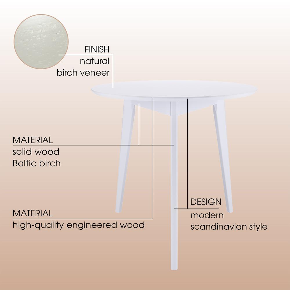 Orion Light 31 inch 3 Legs Round Table for 3 Person - Birch Solid Wood. Picture 2