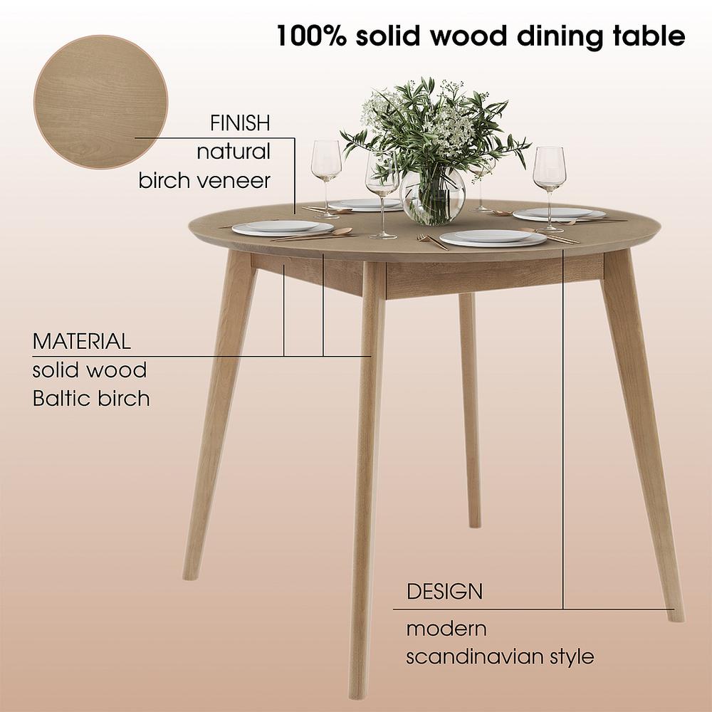 DAIVA CASA Orion 37 inch Round Wooden Dining Table. Picture 3