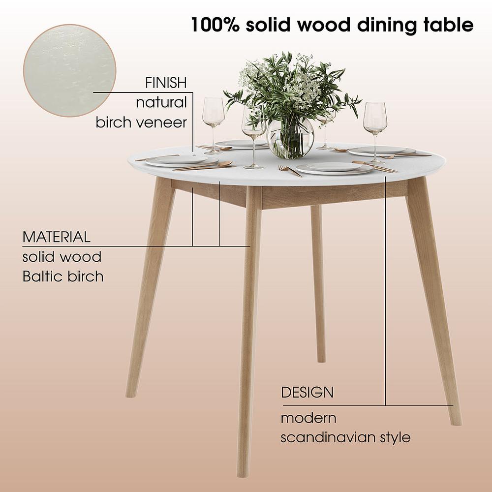 DAIVA CASA Orion 37 inch Round Wooden Dining Table. Picture 8