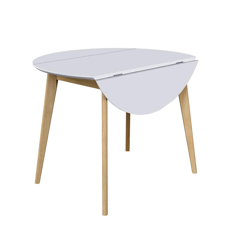 Orion 40 inch Drop Leaf Round Table - Birch Solid Wood. Picture 1