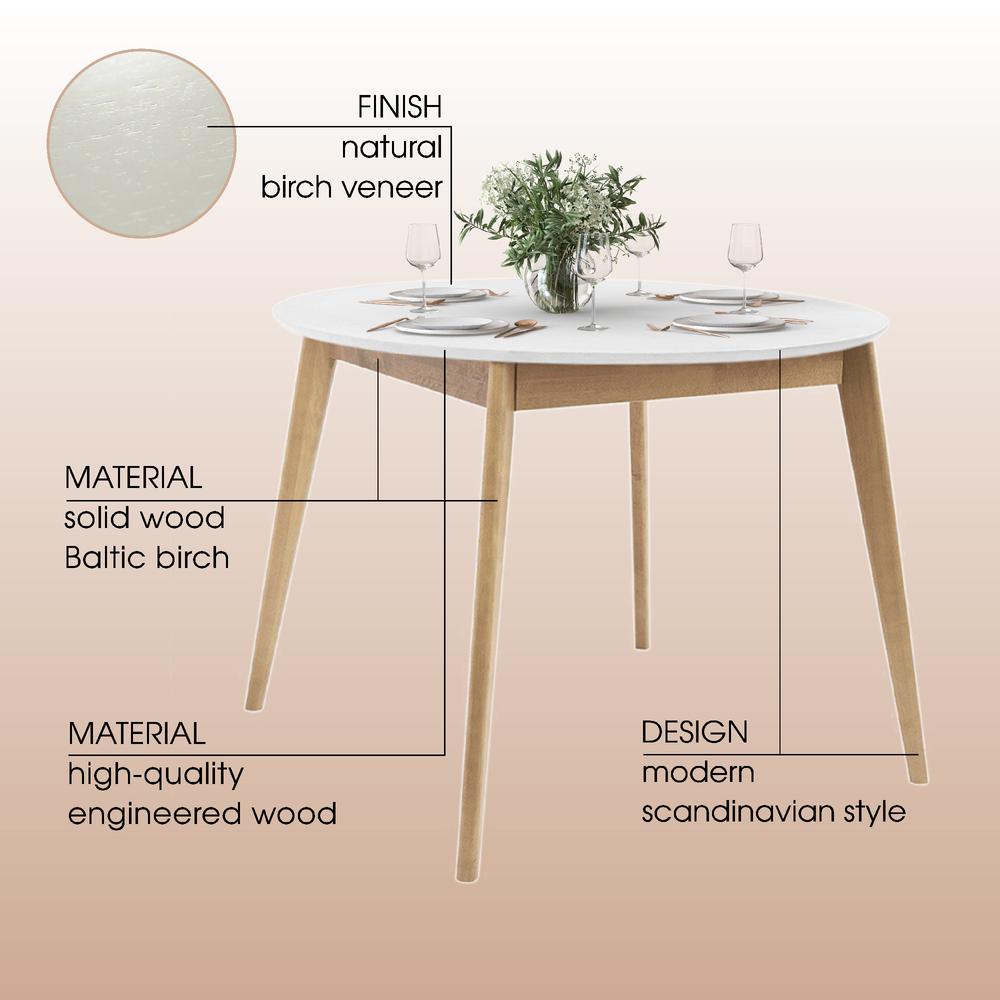 Orion 45 inch Round Wooden Dining Table, Birch. Picture 2