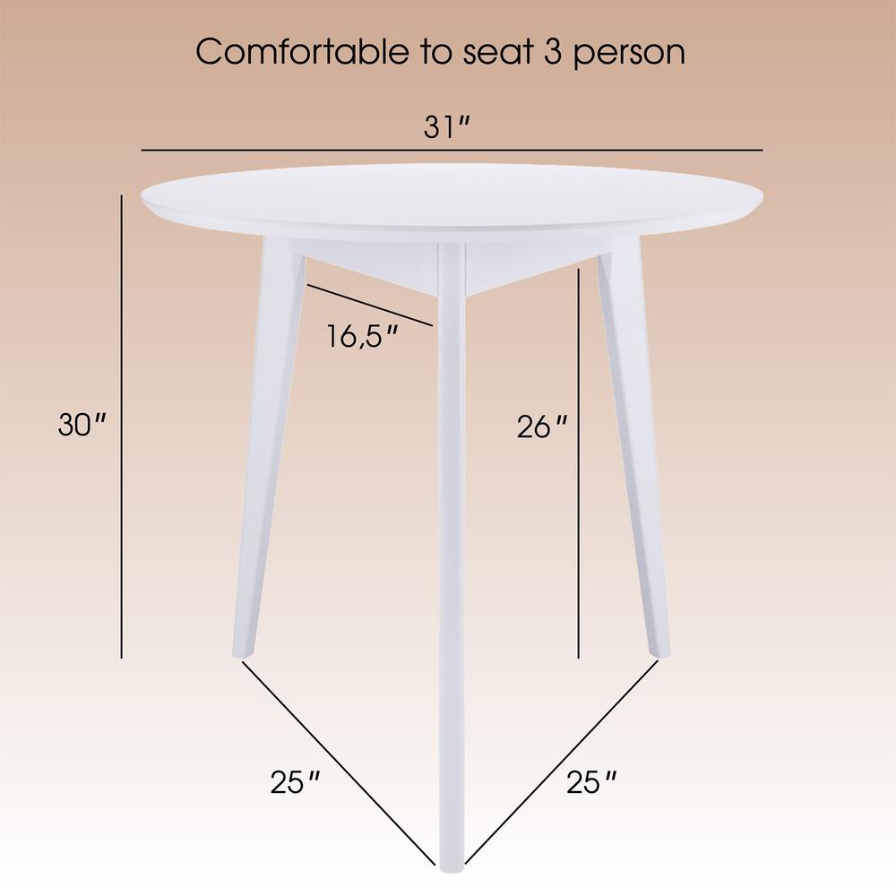 Orion Light 31 inch 3 Legs Round Table for 3 Person - Birch Solid Wood. Picture 3