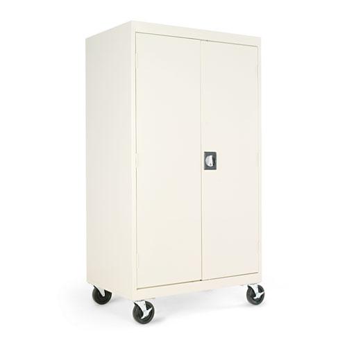 Assembled Mobile Storage Cabinet, with Adjustable Shelves 36w x 24d x 66h, Putty. Picture 1