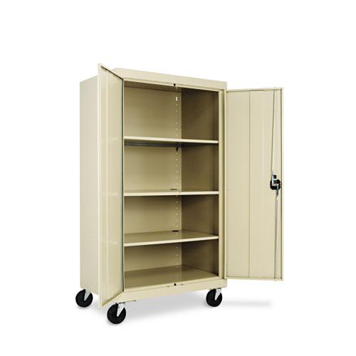Assembled Mobile Storage Cabinet, with Adjustable Shelves 36w x 24d x 66h, Putty. Picture 3