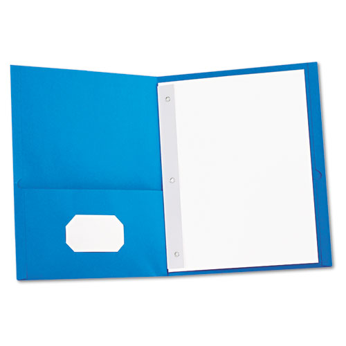 Two-Pocket Portfolios with Tang Fasteners, 0.5" Capacity, 11 x 8.5, Light Blue, 25/Box. Picture 1