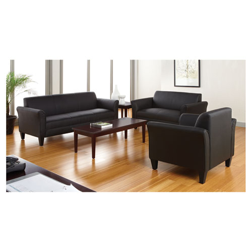 Alera Reception Lounge Furniture, Loveseat, 55.5w x 31.5d x 33.07h, Black. Picture 2
