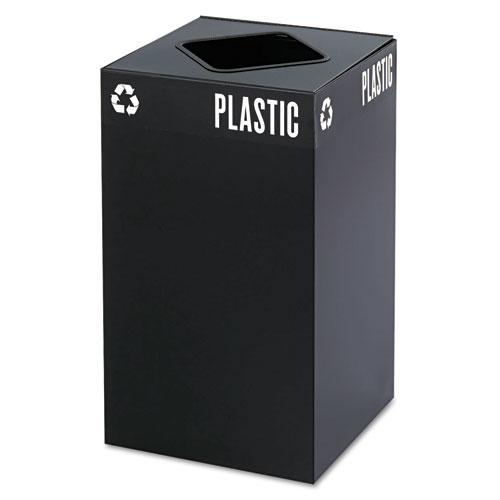 Public Square Plastic-Recycling Container, Square, Steel, 25 gal, Black. Picture 1