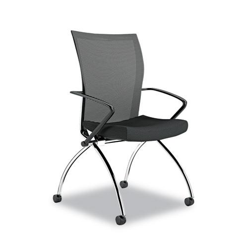 Valoré Training Series High-Back Nesting Chair, Black Seat/Black Back, Silver Base, 2/Carton. Picture 1