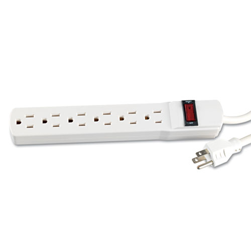 Power Strip, 6 Outlets, 15 ft Cord, Ivory. Picture 3