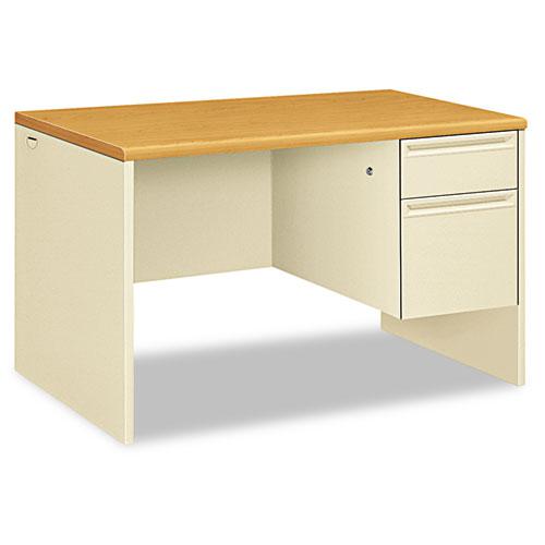 38000 Series Right Pedestal Desk, 48" x 30" x 29.5", Harvest/Putty. The main picture.