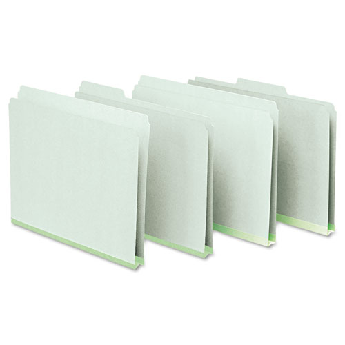 Pressboard Expanding File Folders, 1/3-Cut Tabs: Assorted, Letter Size, 1" Expansion, Green, 25/Box. Picture 2