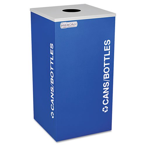 Kaleidoscope Collection Bottle/Can Recycling Receptacle, 24 gal, Steel, Royal Blue. Picture 1