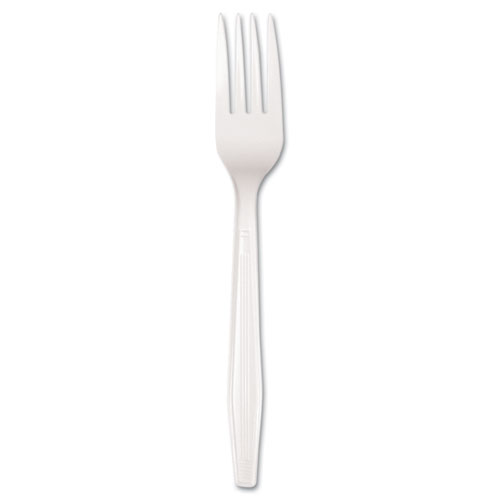 Mediumweight Polystyrene Cutlery, Fork, White, 100/Box. Picture 2